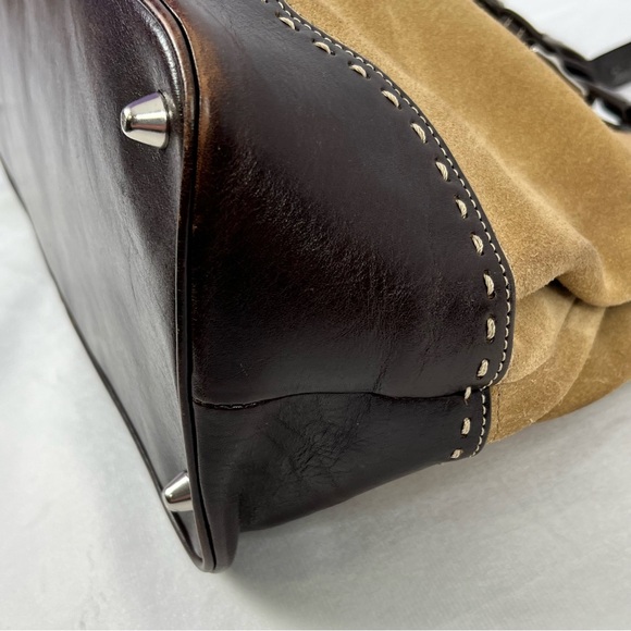 Coach Hamptons Madison Leather Suede Carryall Satchel Handbag Brown Tan - Picture 10 of 14